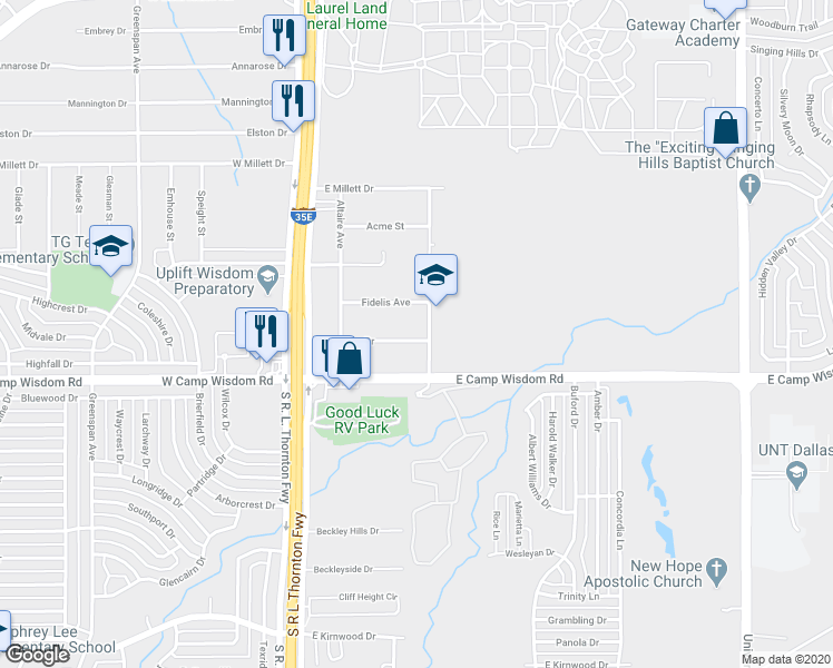 map of restaurants, bars, coffee shops, grocery stores, and more near 331 Red Wing Drive in Dallas