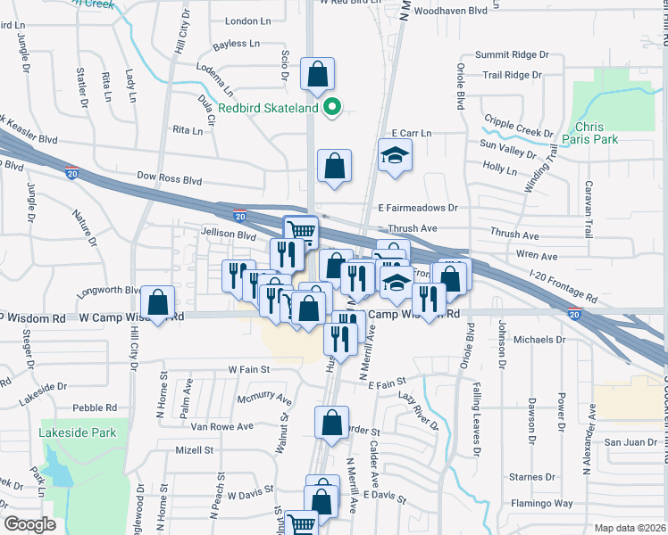 map of restaurants, bars, coffee shops, grocery stores, and more near 822 Duncanville Road in Duncanville