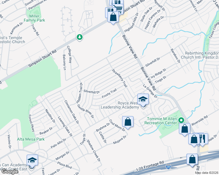 map of restaurants, bars, coffee shops, grocery stores, and more near 3504 Silverhill Drive in Dallas