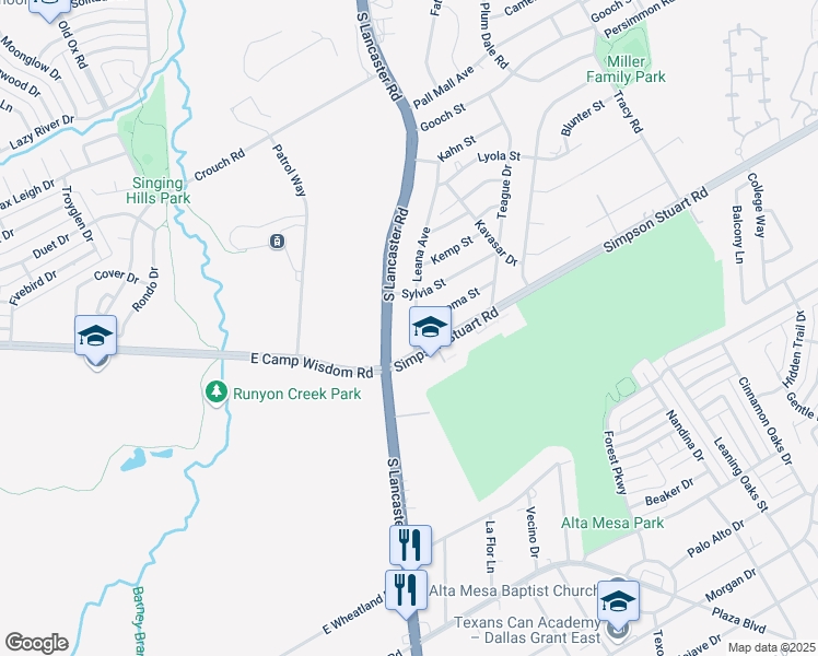 map of restaurants, bars, coffee shops, grocery stores, and more near 6703 Leana Avenue in Dallas