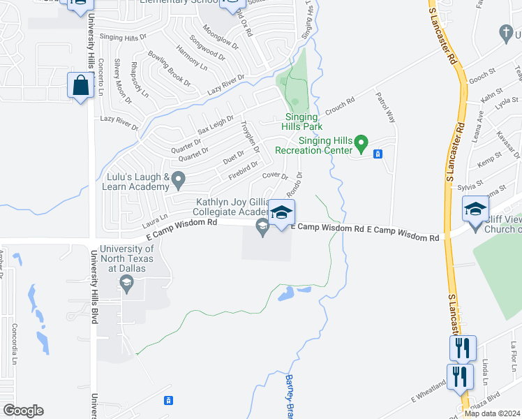 map of restaurants, bars, coffee shops, grocery stores, and more near 1523 Emma Drive in Dallas