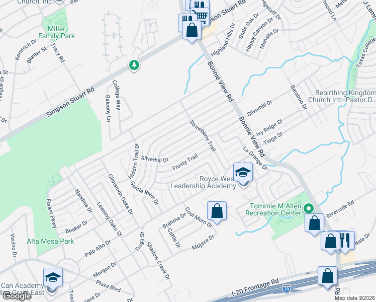 map of restaurants, bars, coffee shops, grocery stores, and more near 3504 Silverhill Drive in Dallas
