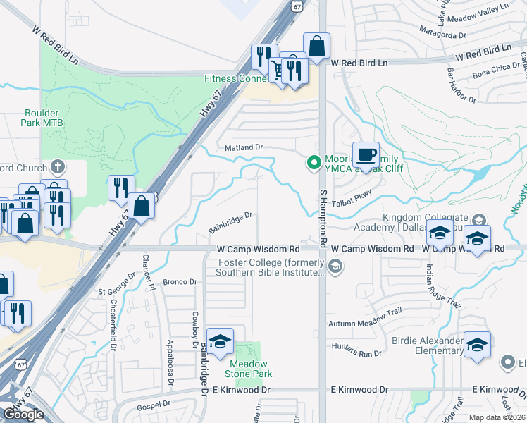 map of restaurants, bars, coffee shops, grocery stores, and more near 6838 Cliffwood Drive in Dallas