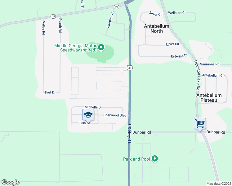 map of restaurants, bars, coffee shops, grocery stores, and more near 123 Roger Drive in Byron