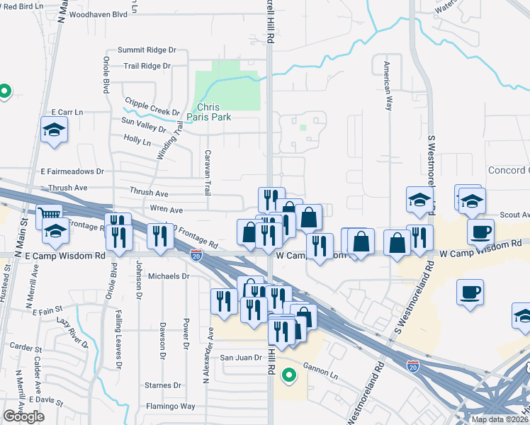 map of restaurants, bars, coffee shops, grocery stores, and more near in Duncanville