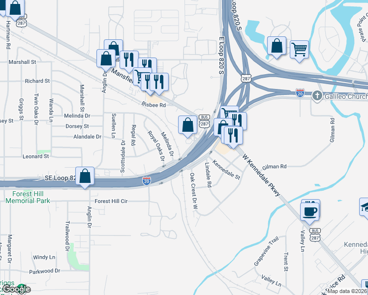 map of restaurants, bars, coffee shops, grocery stores, and more near 6509 Melinda Drive in Forest Hill