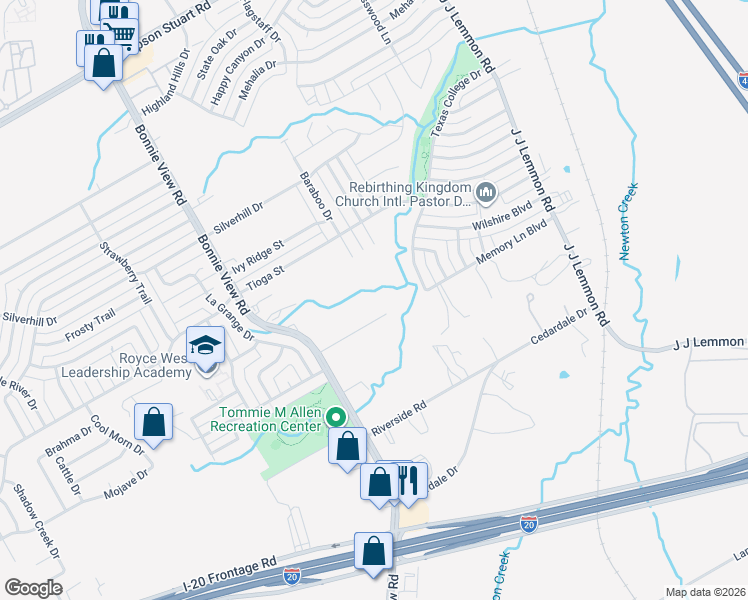 map of restaurants, bars, coffee shops, grocery stores, and more near 4333 Memory Lane Boulevard in Dallas