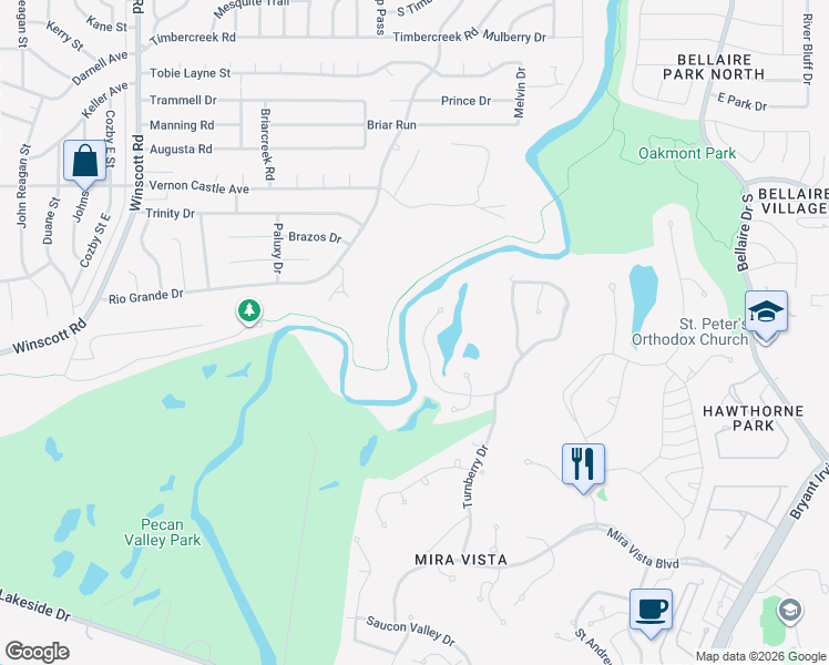 map of restaurants, bars, coffee shops, grocery stores, and more near 6940 Laurel Valley Drive in Fort Worth