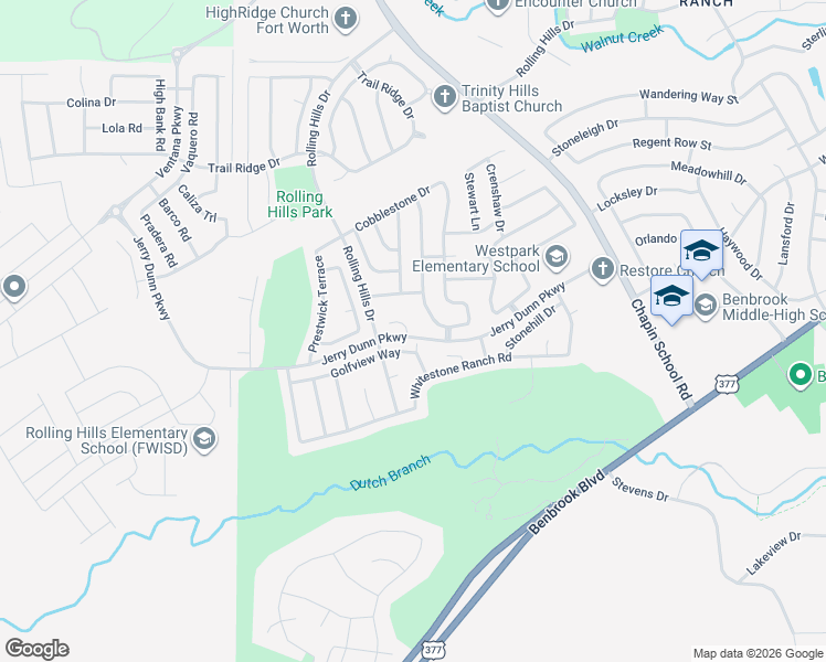 map of restaurants, bars, coffee shops, grocery stores, and more near 10800 Pebblecreek Court in Benbrook