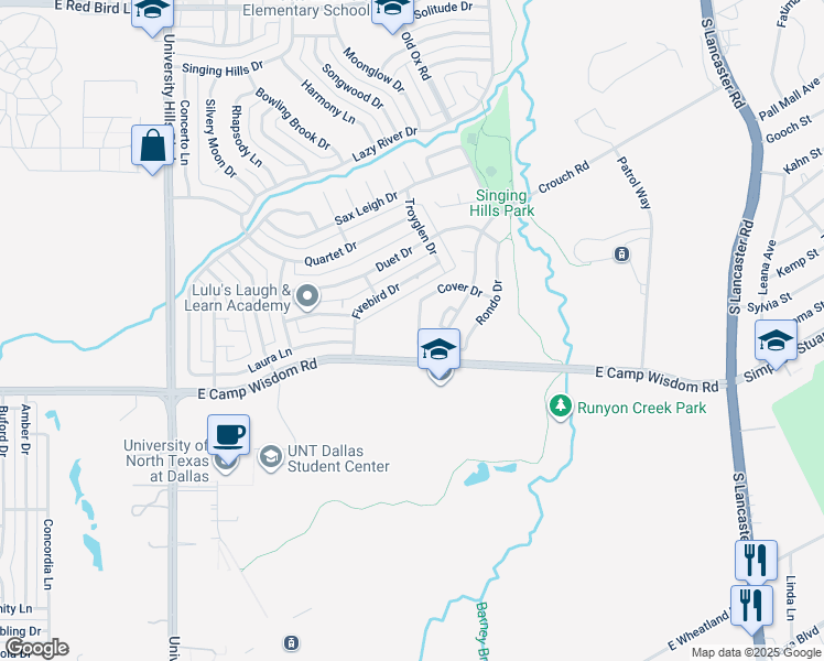 map of restaurants, bars, coffee shops, grocery stores, and more near 6929 Tractor Drive in Dallas