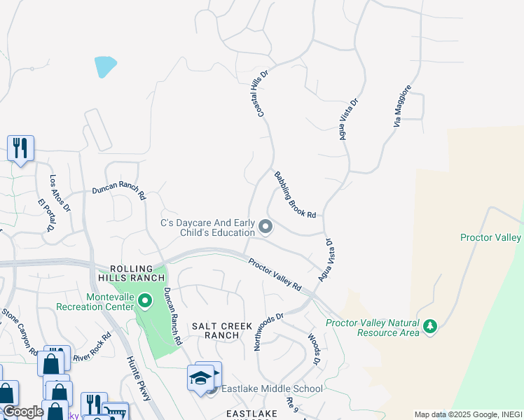 map of restaurants, bars, coffee shops, grocery stores, and more near 2936 Winding Fence Way in Chula Vista