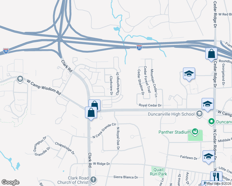 map of restaurants, bars, coffee shops, grocery stores, and more near 8275 Clarksprings Drive in Dallas