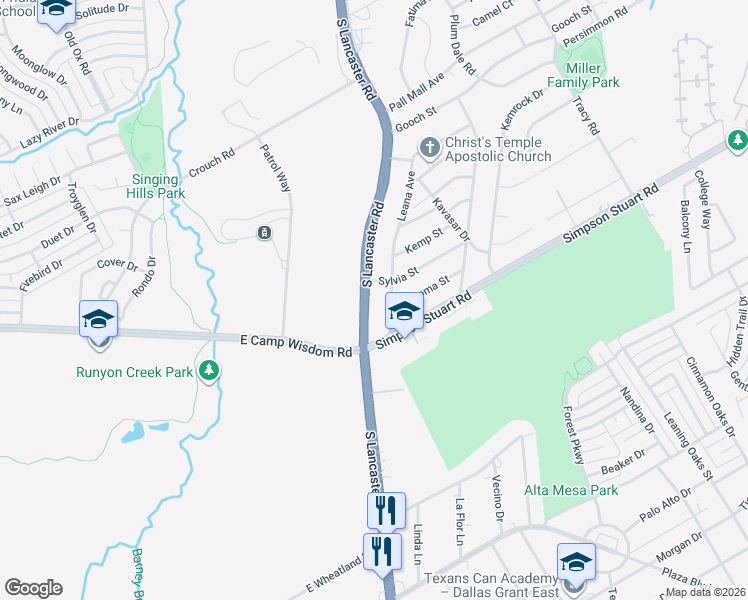 map of restaurants, bars, coffee shops, grocery stores, and more near 6703 Leana Avenue in Dallas