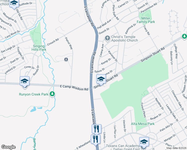 map of restaurants, bars, coffee shops, grocery stores, and more near 6703 Leana Avenue in Dallas