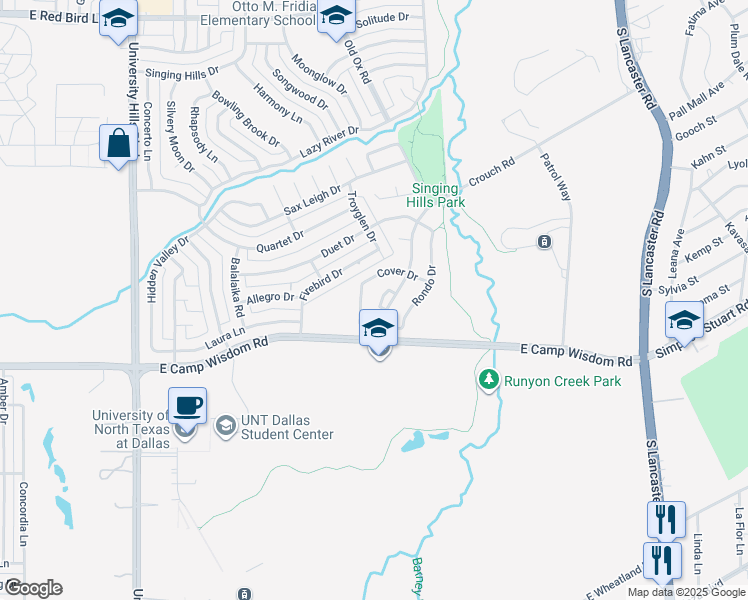 map of restaurants, bars, coffee shops, grocery stores, and more near 6924 Tessla Drive in Dallas
