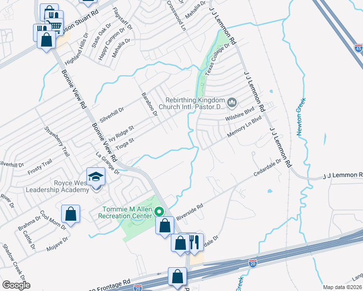 map of restaurants, bars, coffee shops, grocery stores, and more near 6526 Palm Island Street in Dallas