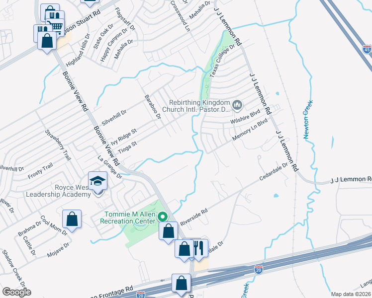 map of restaurants, bars, coffee shops, grocery stores, and more near 6526 Palm Island Street in Dallas