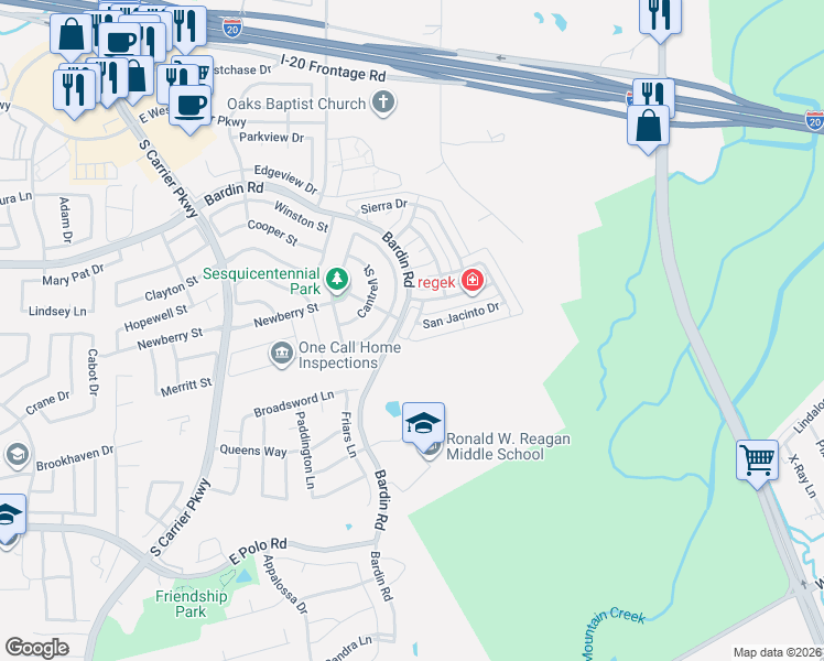 map of restaurants, bars, coffee shops, grocery stores, and more near 3951 Bowie Lane in Dallas