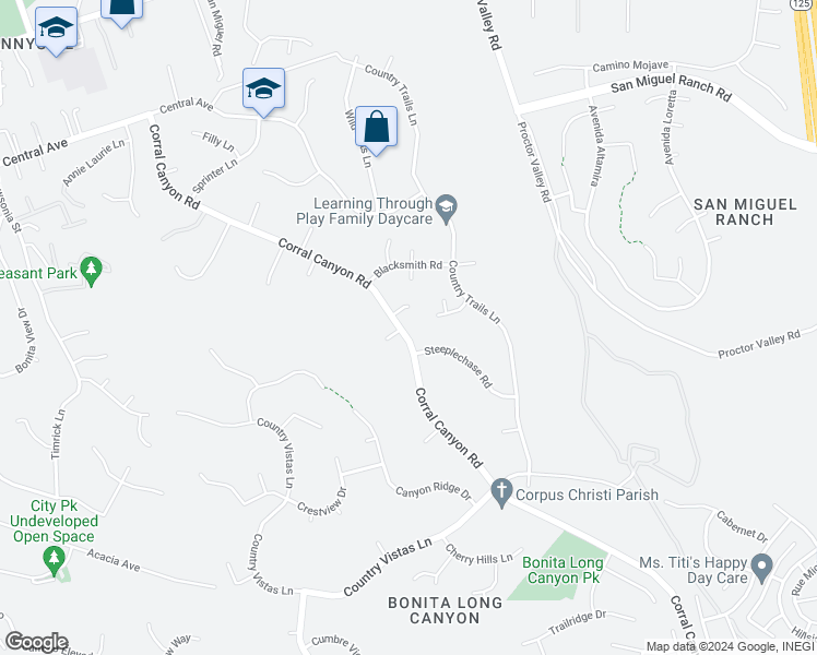 map of restaurants, bars, coffee shops, grocery stores, and more near 4103 Corral Canyon Road in Bonita