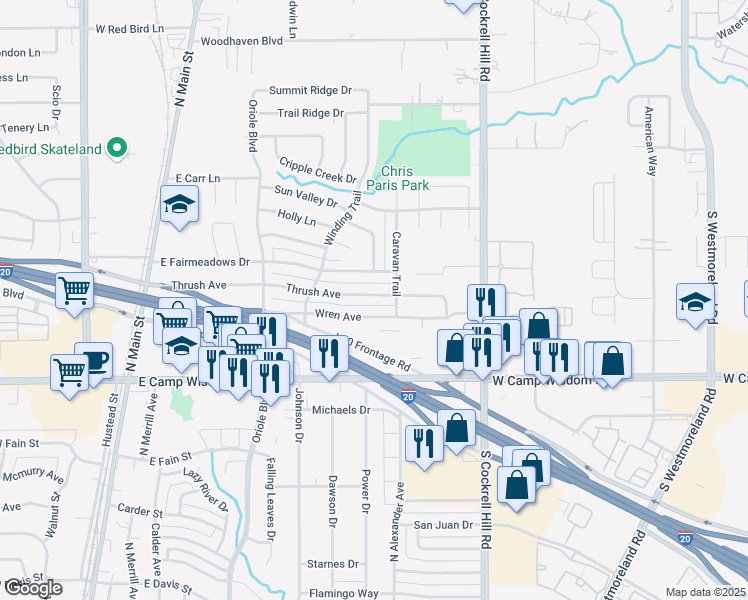 map of restaurants, bars, coffee shops, grocery stores, and more near 650 Thrush Avenue in Duncanville