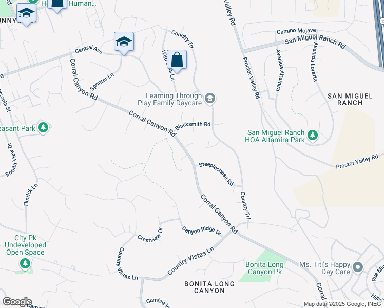 map of restaurants, bars, coffee shops, grocery stores, and more near 4103 Corral Canyon Road in Bonita