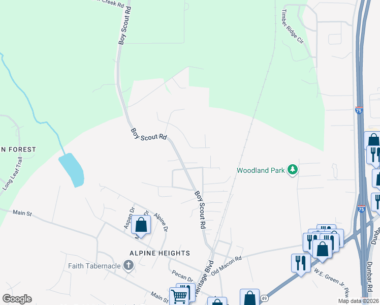 map of restaurants, bars, coffee shops, grocery stores, and more near 219 Williamsburg Trail in Byron