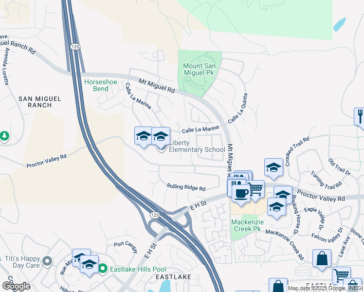 map of restaurants, bars, coffee shops, grocery stores, and more near 434 Corte Calypso in Chula Vista