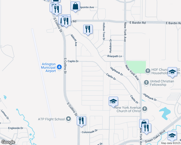 map of restaurants, bars, coffee shops, grocery stores, and more near 1414 Seely Street in Arlington