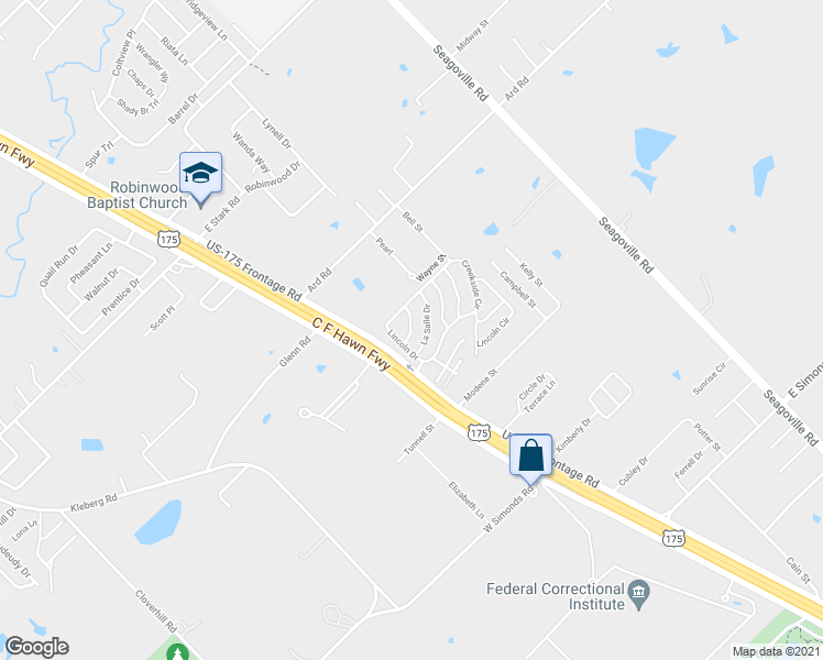 map of restaurants, bars, coffee shops, grocery stores, and more near 2510 U.S. 175 Frontage Road in Seagoville