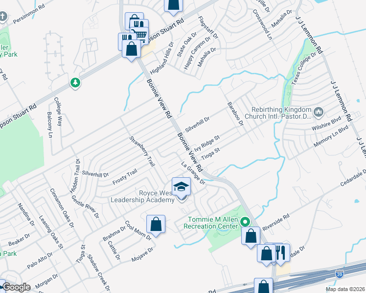 map of restaurants, bars, coffee shops, grocery stores, and more near 6476 La Grange Circle in Dallas