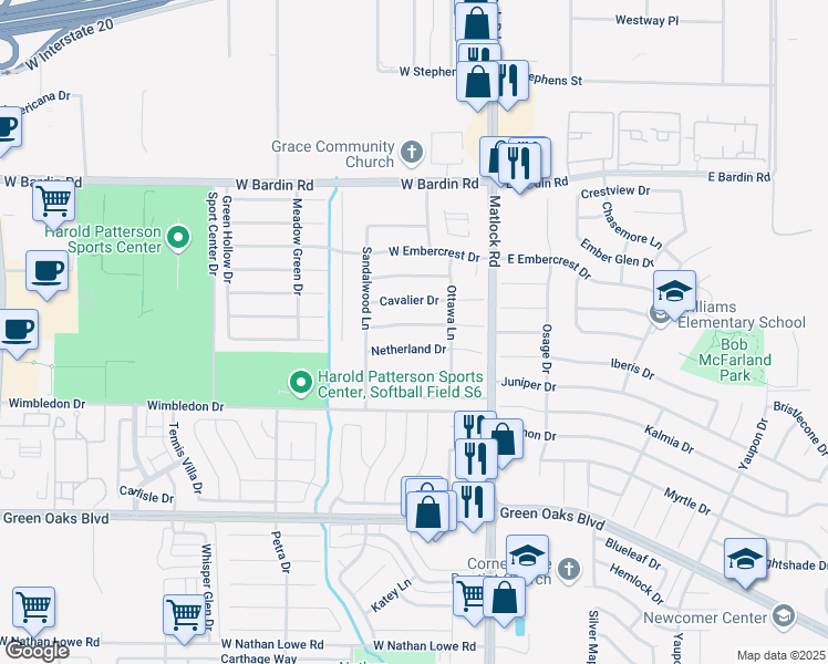 map of restaurants, bars, coffee shops, grocery stores, and more near 806 Edgemont Drive in Arlington