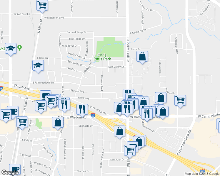 map of restaurants, bars, coffee shops, grocery stores, and more near 722 Fairwood Place in Duncanville
