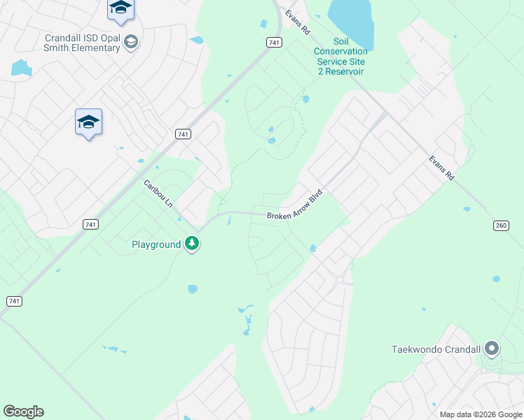 map of restaurants, bars, coffee shops, grocery stores, and more near in Crandall