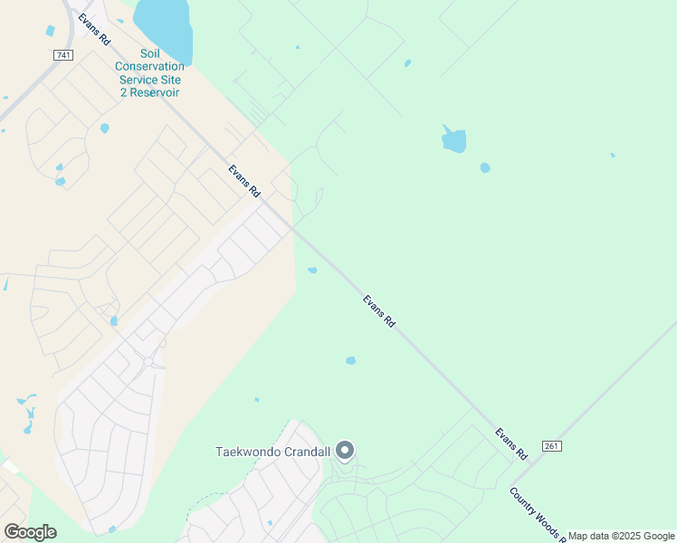 map of restaurants, bars, coffee shops, grocery stores, and more near 9354 Evans Road in Crandall