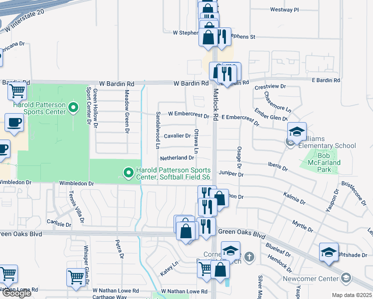 map of restaurants, bars, coffee shops, grocery stores, and more near 806 Edgemont Drive in Arlington