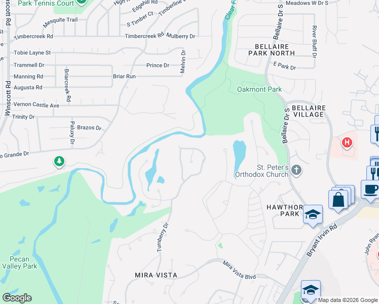 map of restaurants, bars, coffee shops, grocery stores, and more near 6712 Laurel Valley Dr in Fort Worth