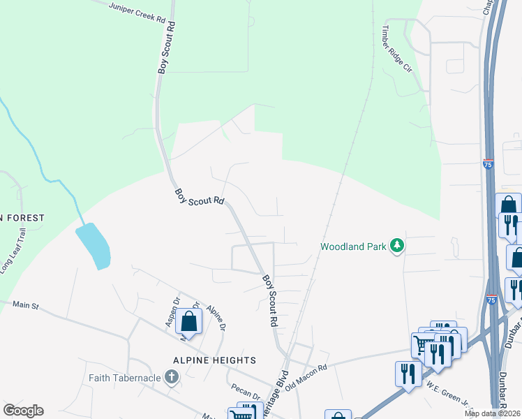 map of restaurants, bars, coffee shops, grocery stores, and more near 219 Williamsburg Trail in Byron