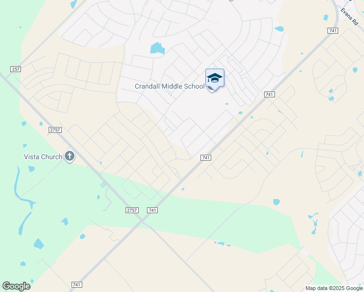 map of restaurants, bars, coffee shops, grocery stores, and more near 3715 Jade Lane in Crandall