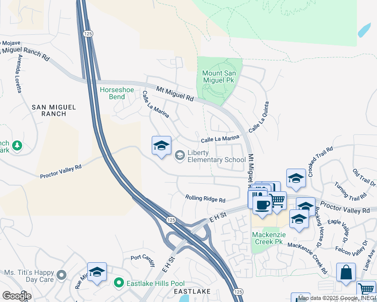 map of restaurants, bars, coffee shops, grocery stores, and more near 418 Corte Calypso in Chula Vista