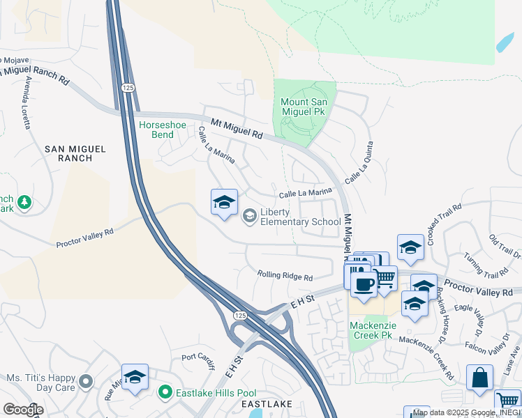 map of restaurants, bars, coffee shops, grocery stores, and more near 418 Corte Calypso in Chula Vista