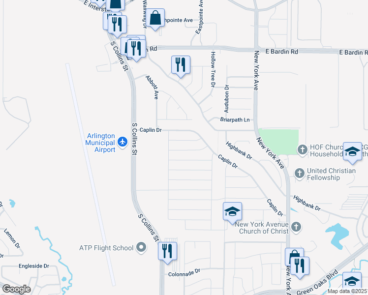 map of restaurants, bars, coffee shops, grocery stores, and more near 1414 Seely Street in Arlington