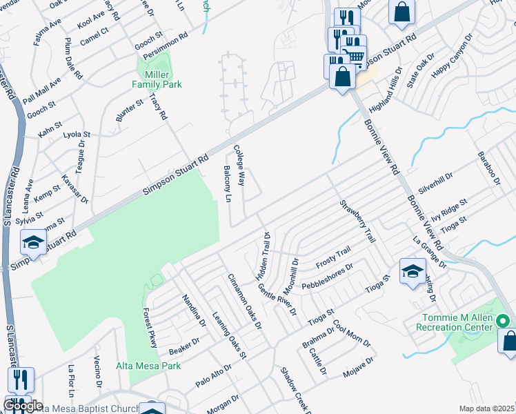 map of restaurants, bars, coffee shops, grocery stores, and more near 3413 Pinebrook Drive in Dallas
