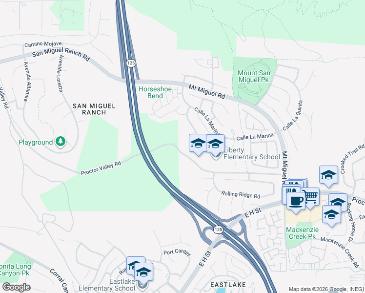 map of restaurants, bars, coffee shops, grocery stores, and more near 2149 Plaza Kadie in Chula Vista