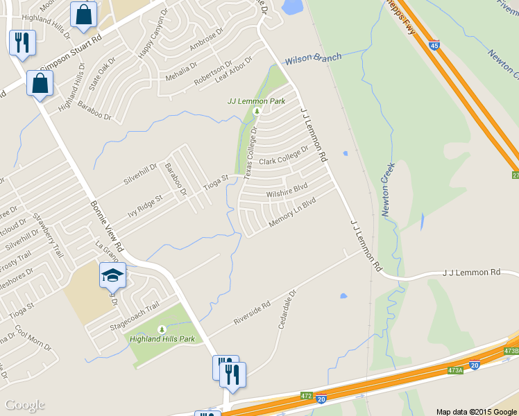 map of restaurants, bars, coffee shops, grocery stores, and more near 3976 Granite Hill Drive in Dallas
