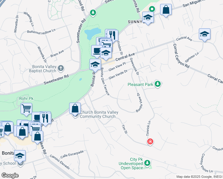 map of restaurants, bars, coffee shops, grocery stores, and more near 3738 Glen Verde Court in Bonita