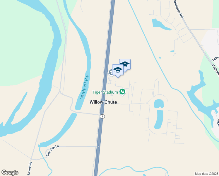 map of restaurants, bars, coffee shops, grocery stores, and more near 6136 Louisiana 3 in Benton