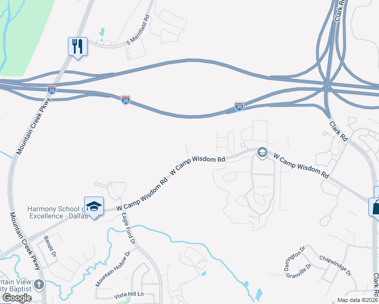 map of restaurants, bars, coffee shops, grocery stores, and more near 6652 Mountain Trail in Dallas