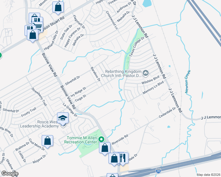 map of restaurants, bars, coffee shops, grocery stores, and more near 6526 Palm Island St in Dallas