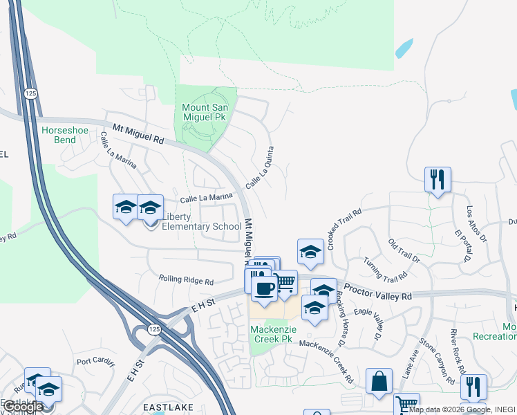 map of restaurants, bars, coffee shops, grocery stores, and more near 451 Avenida Mantilla in Chula Vista