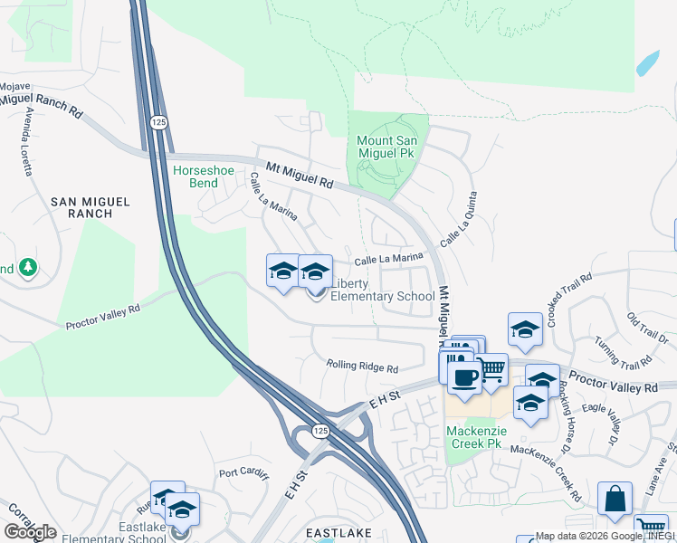 map of restaurants, bars, coffee shops, grocery stores, and more near 434 Corte Calypso in Chula Vista